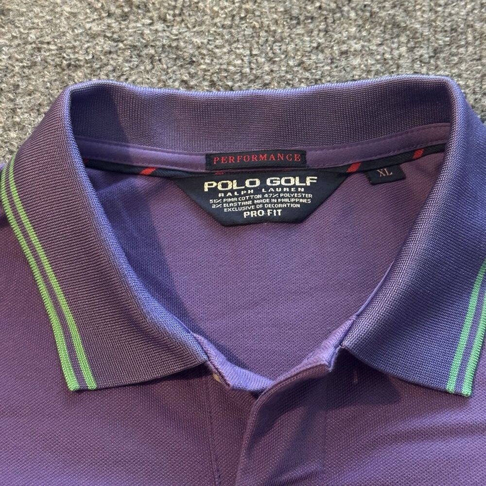 Polo Golf Ralph Lauren Polo Shirt Performance Pro Fit Purple Big Pony Mens XL - Picture 5 of 8